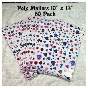 Poly Mailers Hearts Love Valentines 10” x 13” 50 pack